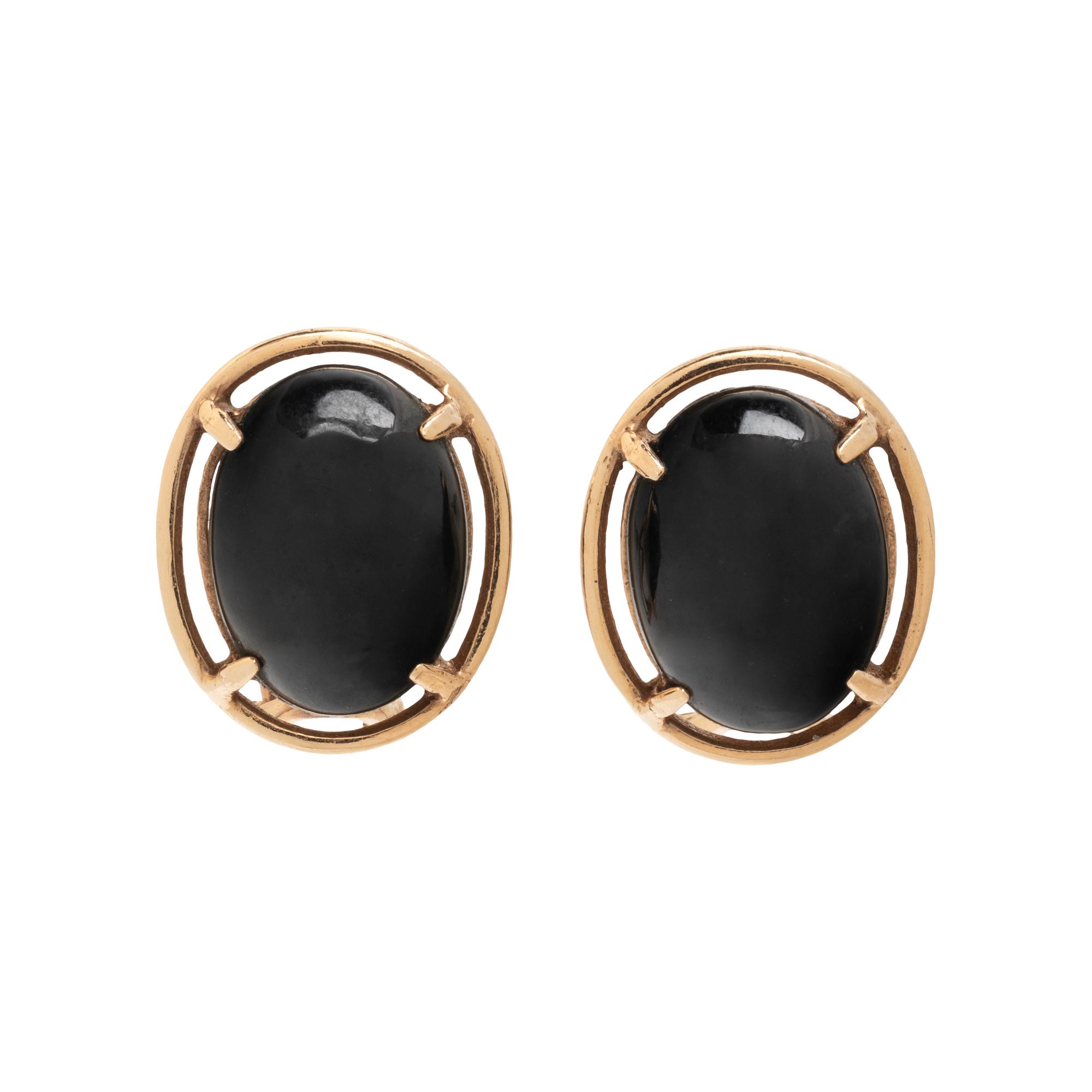 BLACK JADE AND YELLOW GOLD EARRINGS