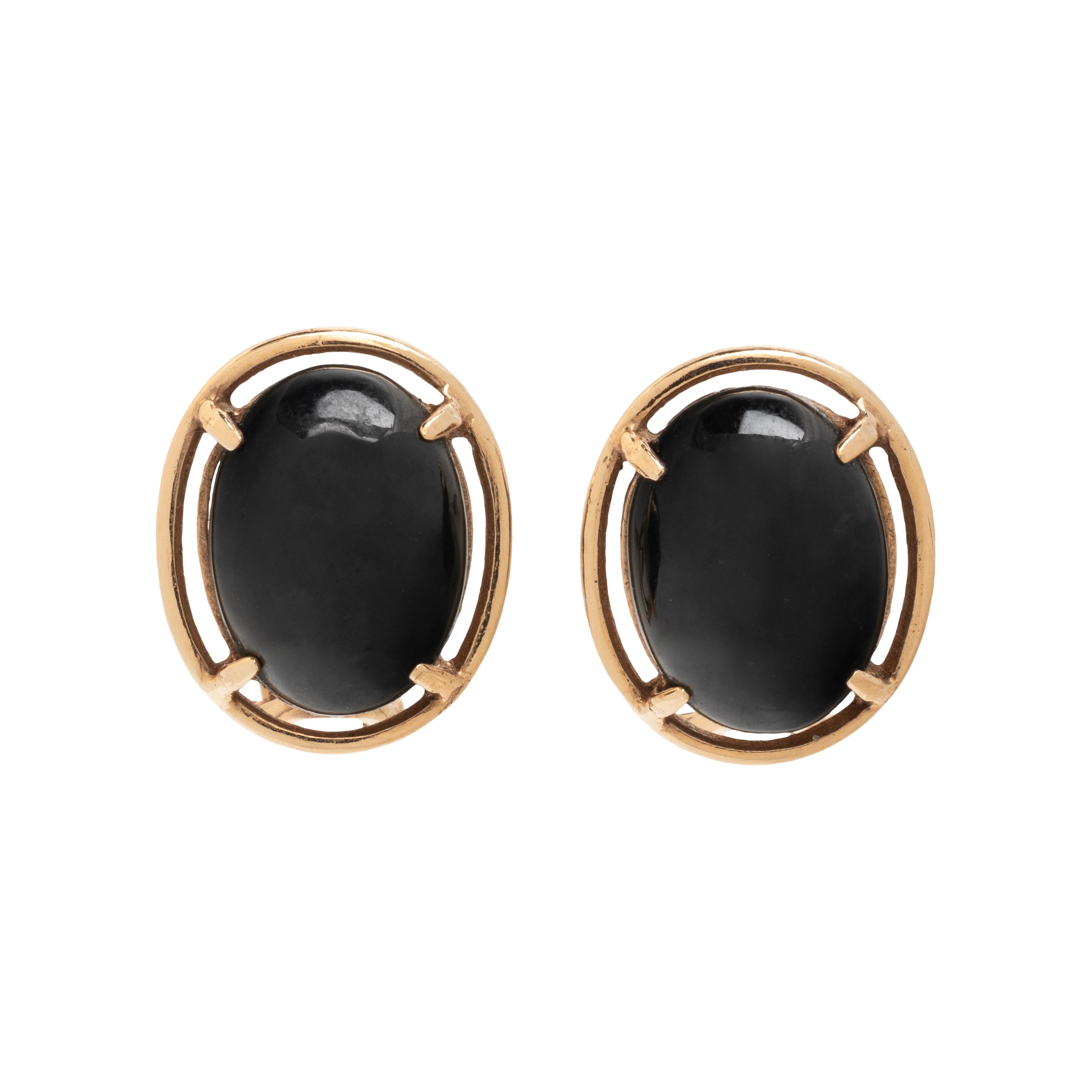 BLACK JADE AND YELLOW GOLD EARRINGS