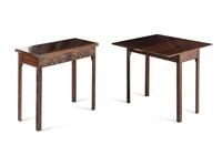 A Pair of George III Style Mahogany Flip-Top Side Tables