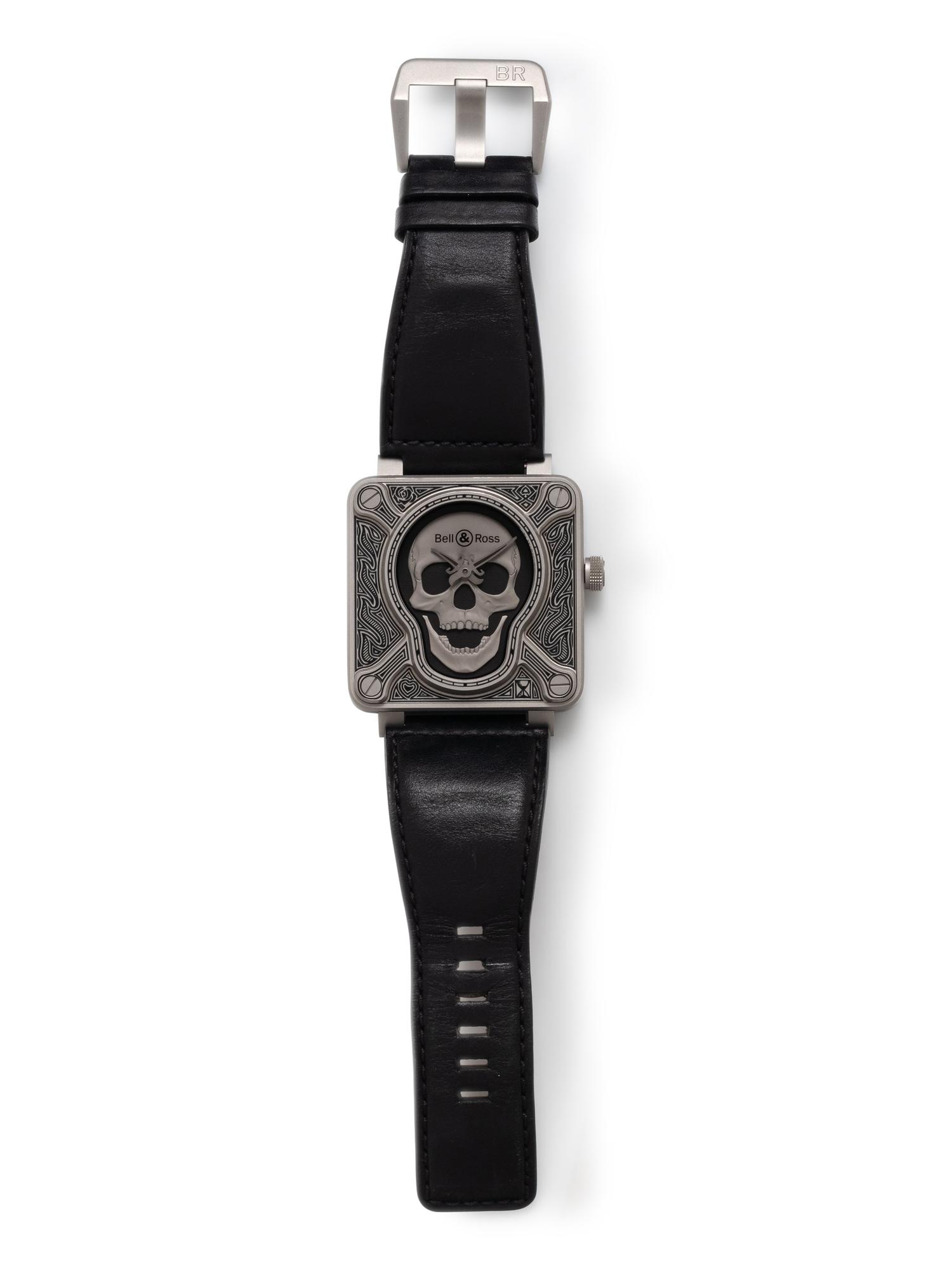 BELL & ROSS, STAINLESS STEEL 'BR 01-92 BURNING SKULL' WATCH