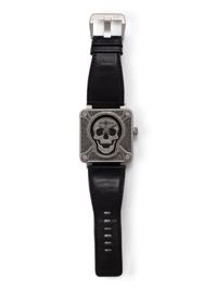 BELL & ROSS, STAINLESS STEEL 'BR 01-92 BURNING SKULL' WATCH