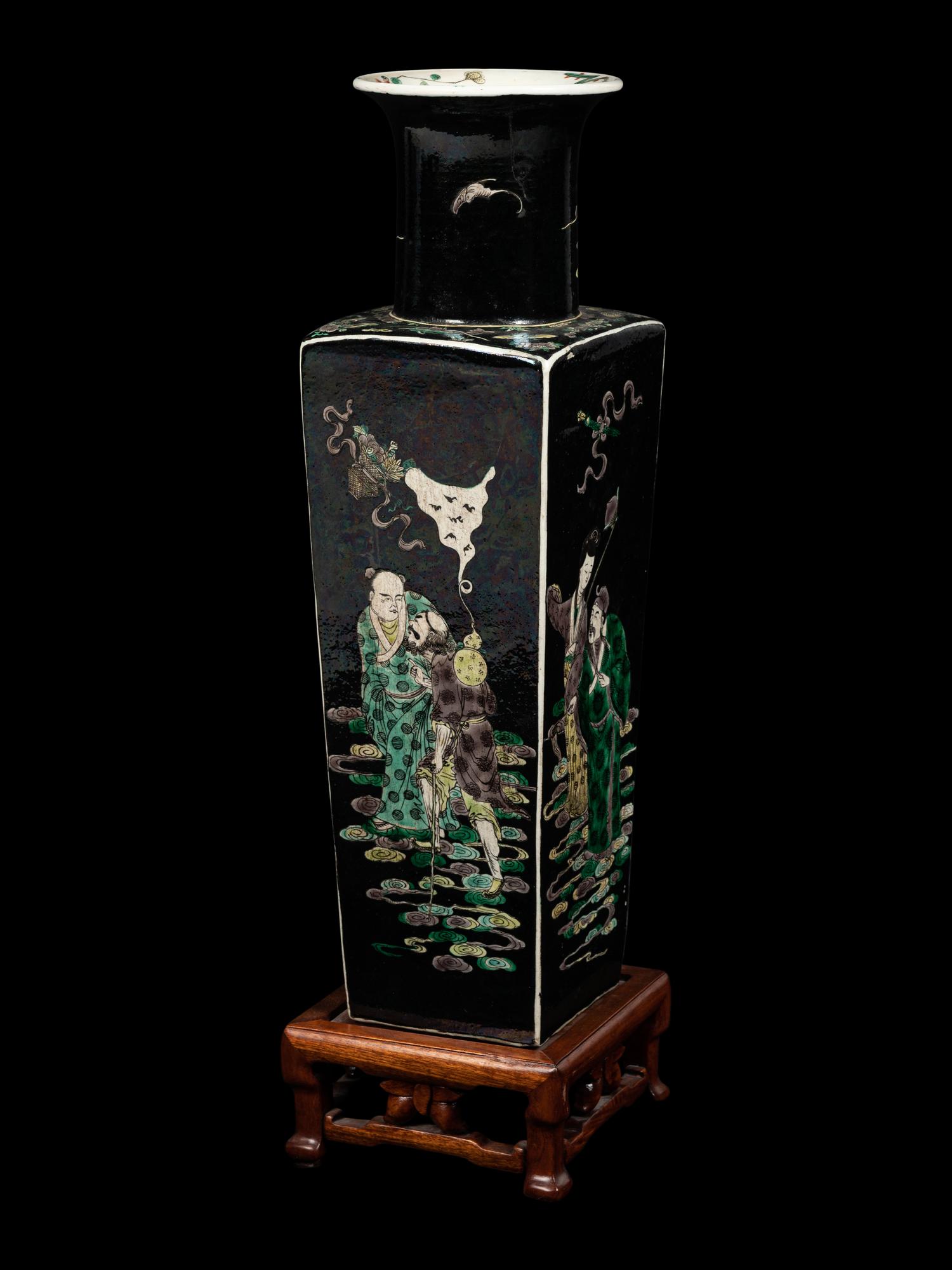 A Famille Noire Porcelain 'Immortals' Vase