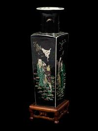 A Famille Noire Porcelain 'Immortals' Vase