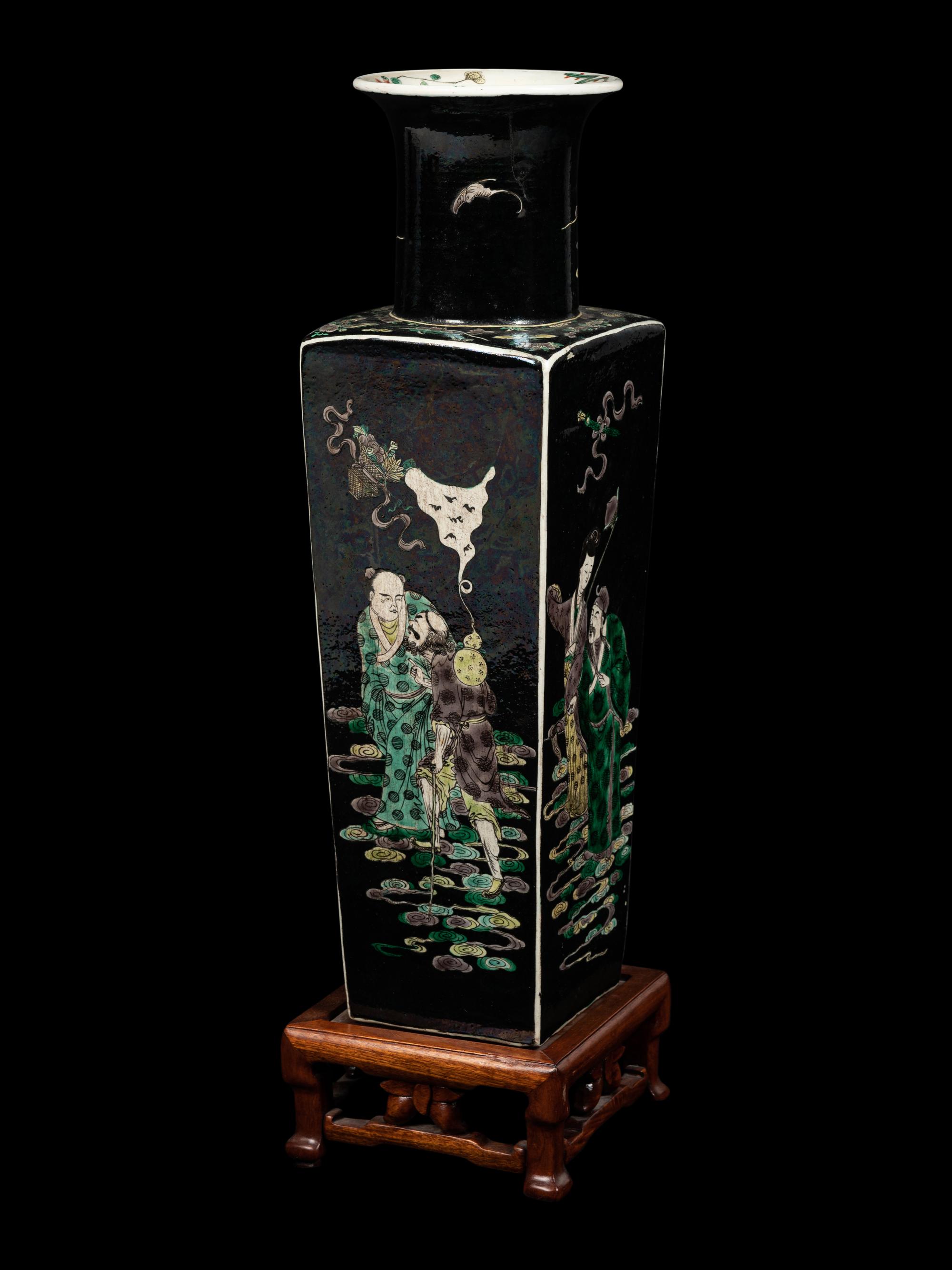 A Famille Noire Porcelain 'Immortals' Vase