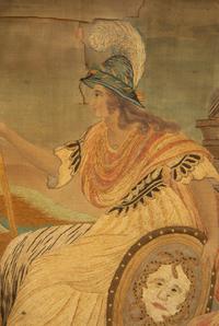 An English Needlework and Painted Silk Picture of Britannia