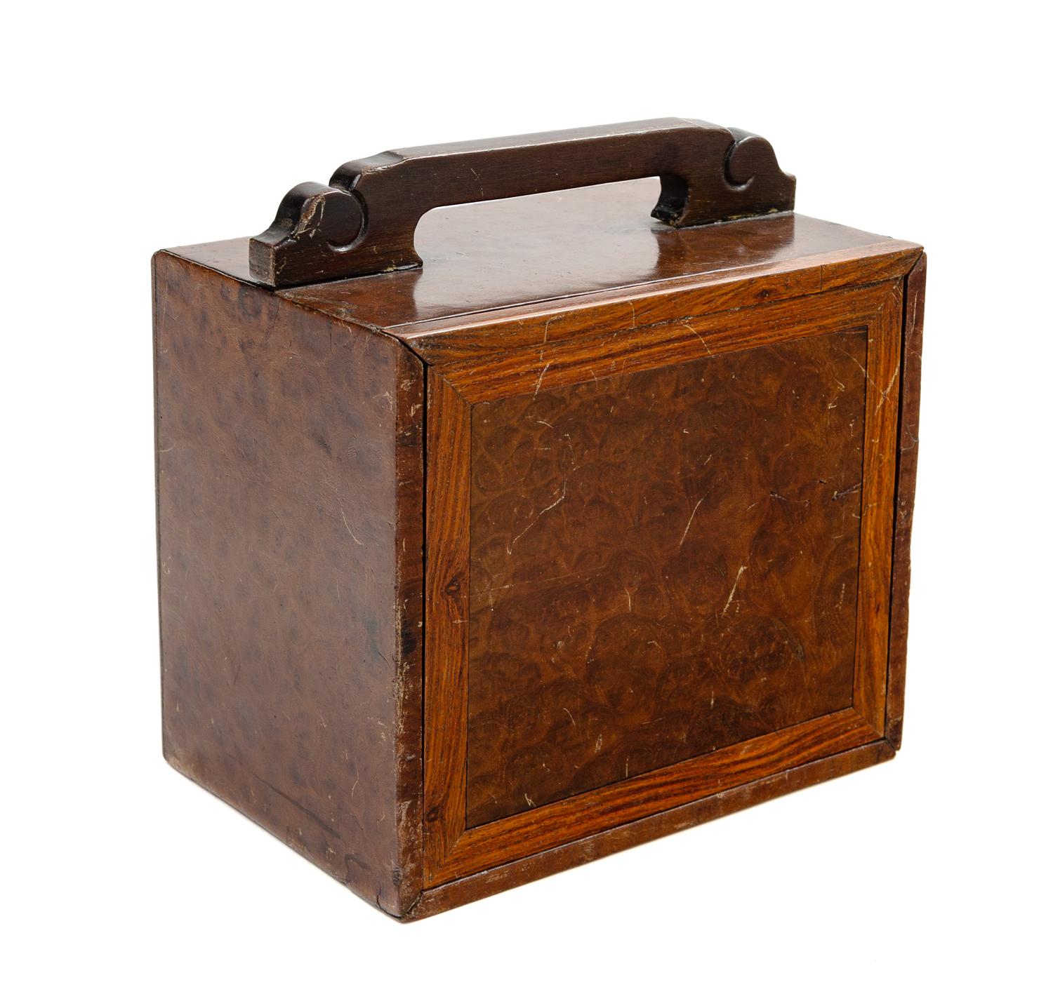 A Small Chinese Mixed Wood Chest Height 8 1/2 inches. — QING DYNASTY (1644-1911)