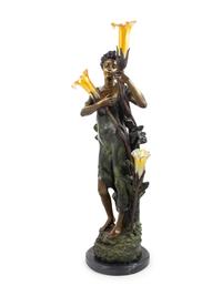 A French Bronze Newel Post Lamp