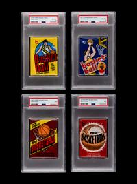 A Group of 4 Sealed Unopened 1970s and 1980s PSA Graded Topps Basketball Wax Packs