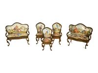 Seven Viennese Enamel Miniature Furniture Pieces — 19th Century
