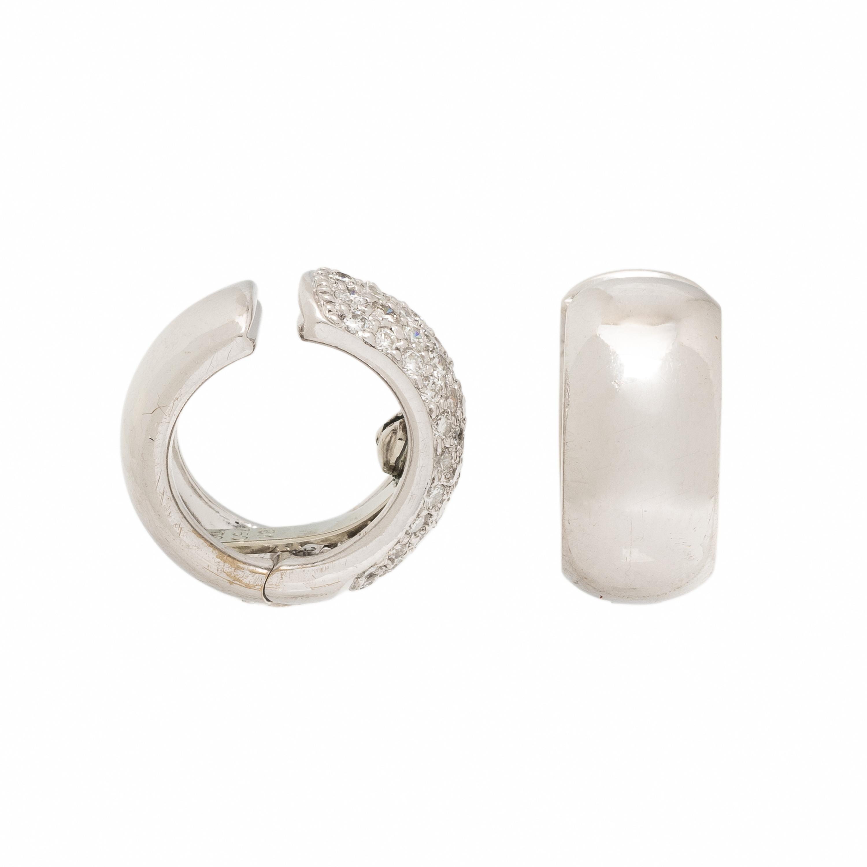 Craig Drake, Diamond and White Gold Huggie Hoop Earrings