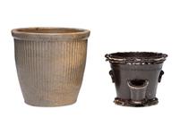 Two Stoneware Flowerpots