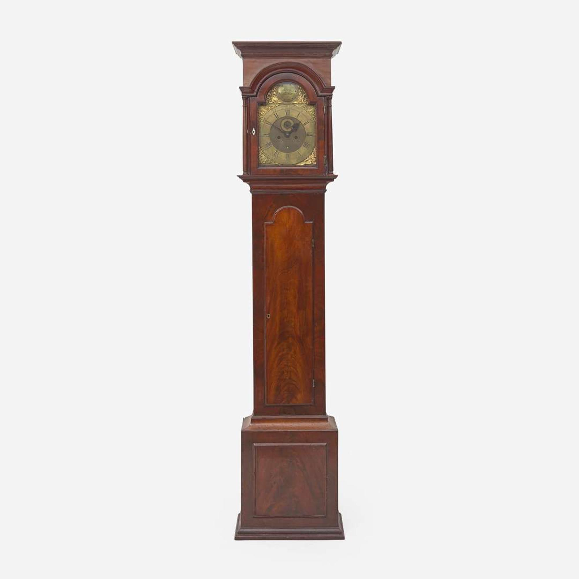 A Queen Anne carved mahogany tall case clock Aaron Miller (died c. 1779), Elizabeth Town, New Jersey, circa 1750-1760