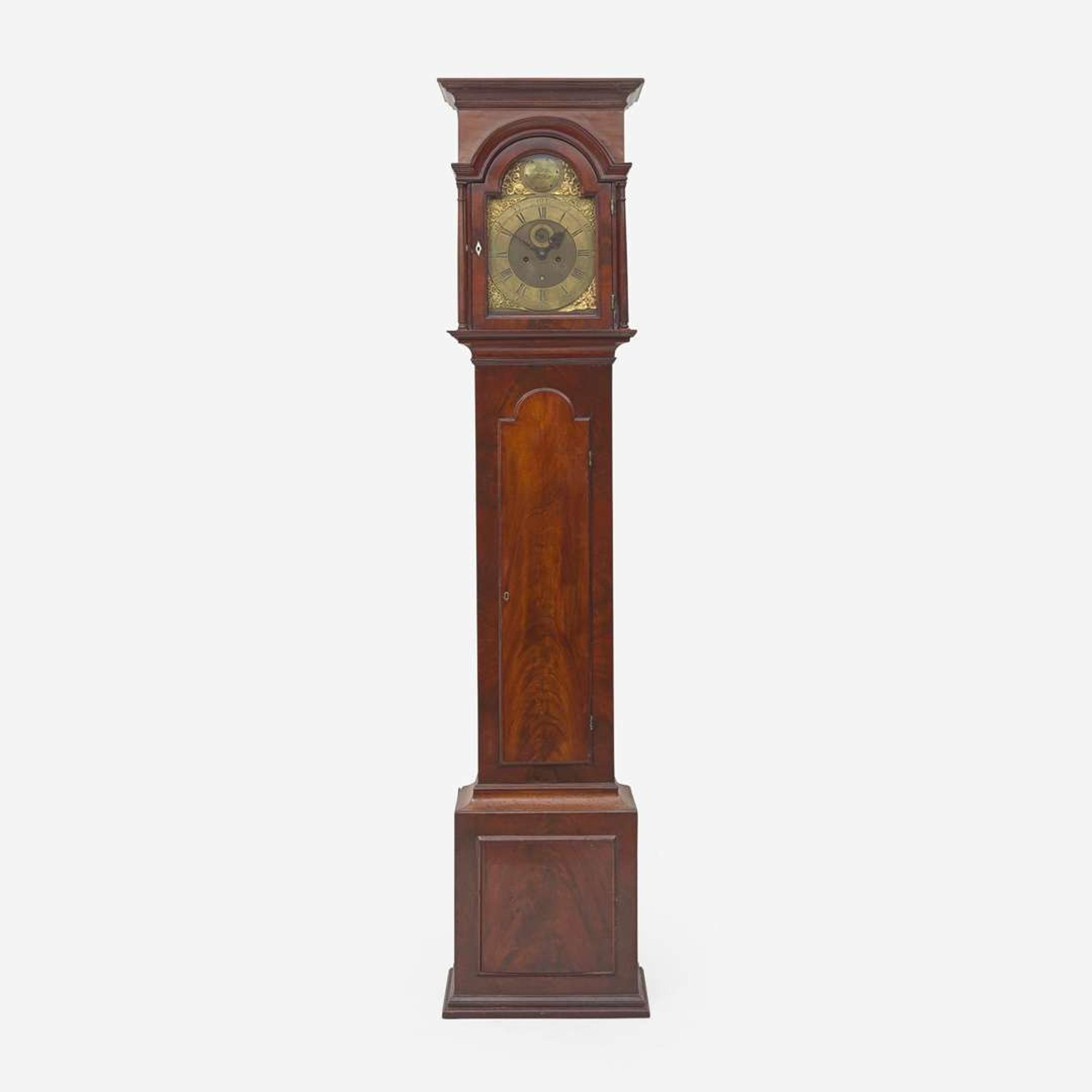 A Queen Anne carved mahogany tall case clock Aaron Miller (died c. 1779), Elizabeth Town, New Jersey, circa 1750-1760