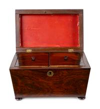 A Regency Mahogany Casket- form Tea Caddy — EARLY 19TH CENTURY
