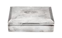 A George VI Silver Cigarette Box, Ernest W. Haywood, Birmingham, 1939, of rectangular form with a wood liner.