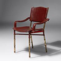 Saddle Stitched Leather Armchair, c. 1950 France