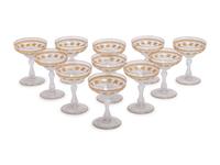 A Set of Eleven Parcel Gilt Champagne Coupes