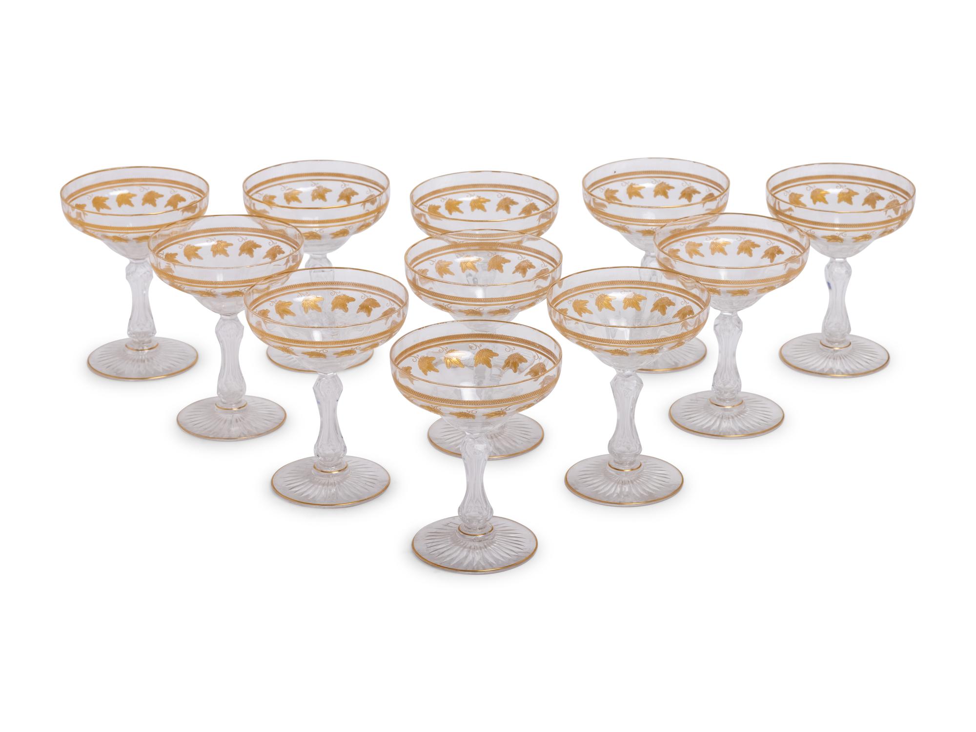 A Set of Eleven Parcel Gilt Champagne Coupes