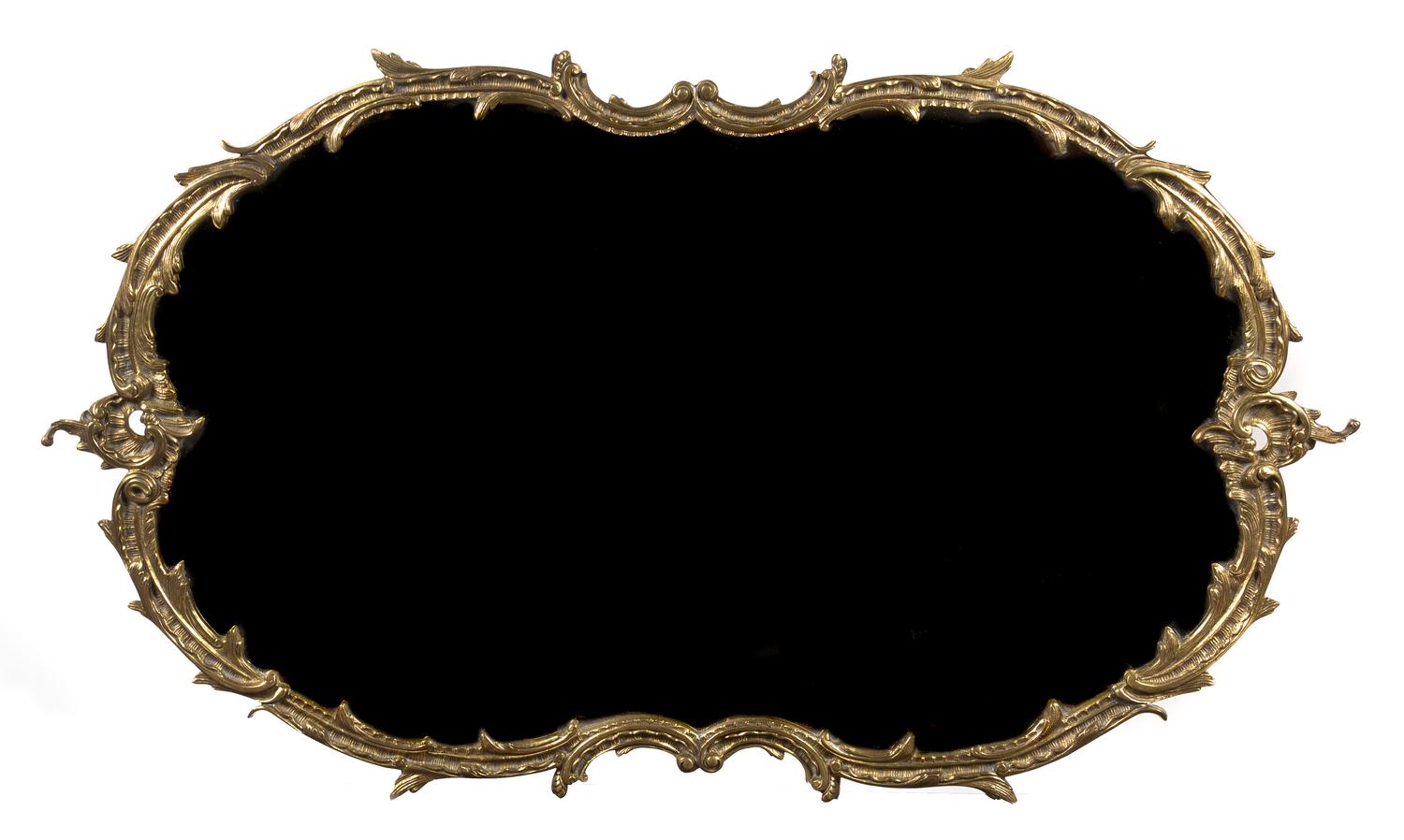 A Louis XV Style Gilt Brass Surtout de Table, Height at highest 1 3/8 x width 35 1/2 x depth 20 5/8 inches.
