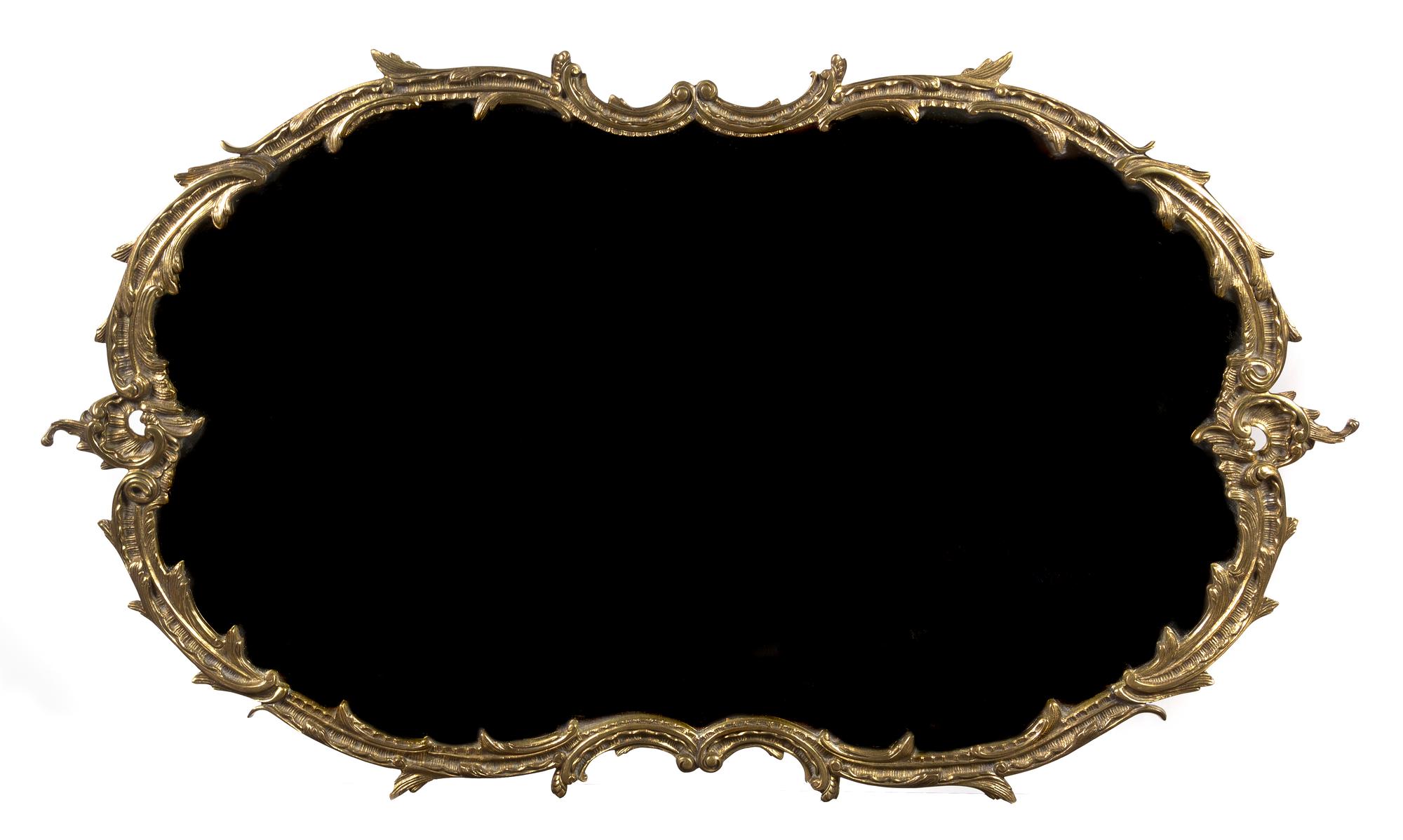 A Louis XV Style Gilt Brass Surtout de Table, Height at highest 1 3/8 x width 35 1/2 x depth 20 5/8 inches.