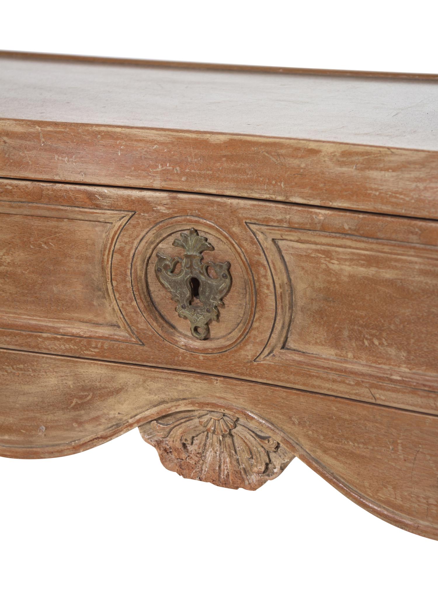 A Louis XV Style Limed Wood Marble-Top Console Table