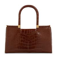 Lambertson Truex Brown Alligator Hinge-Frame Hand Bag