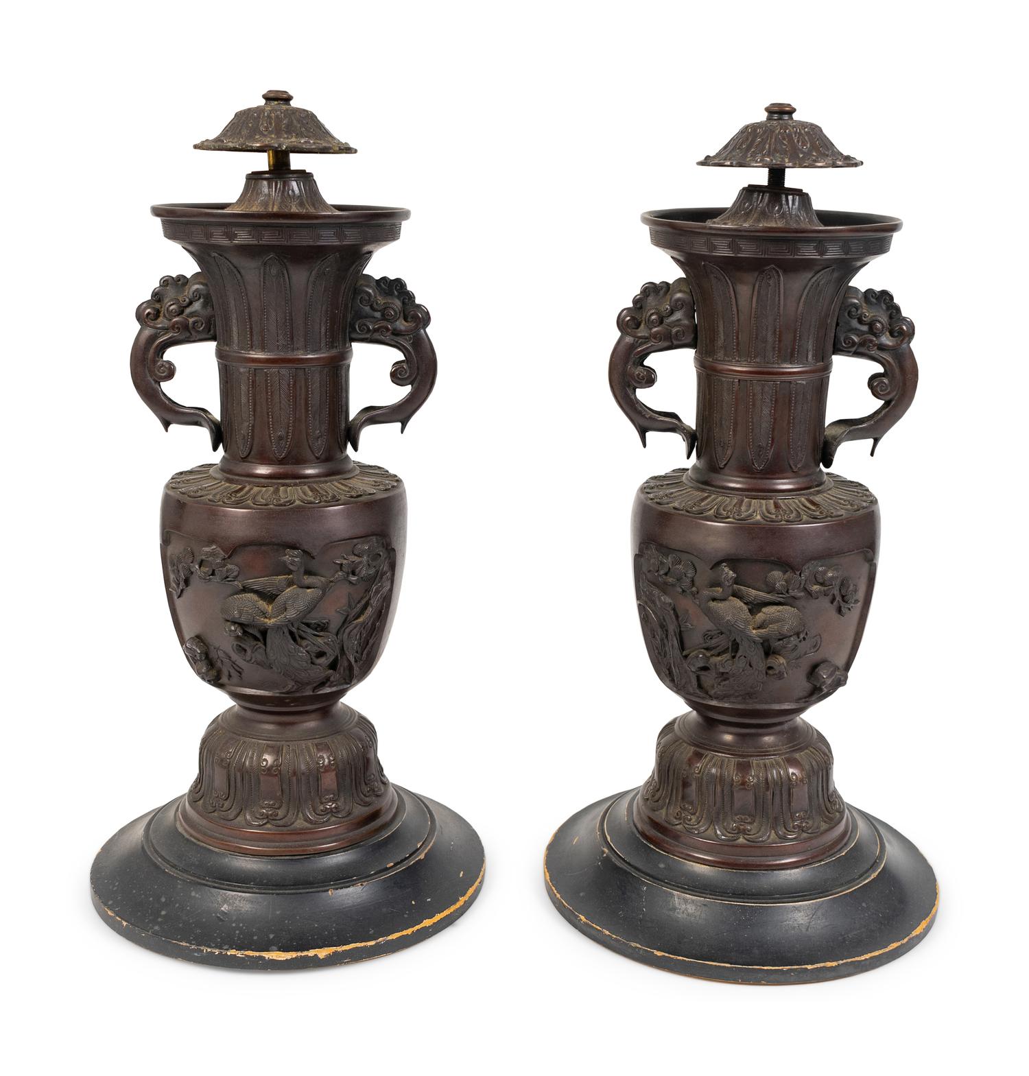A Pair of Chinese Bronze Vases
