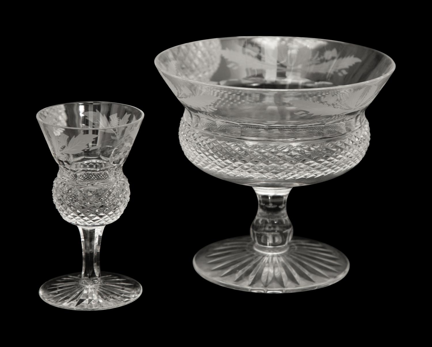 An Edinburgh Crystal Thistle Cut Glass Stemware Service