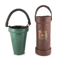 An English Armorial Painted Leather Fire Bucket