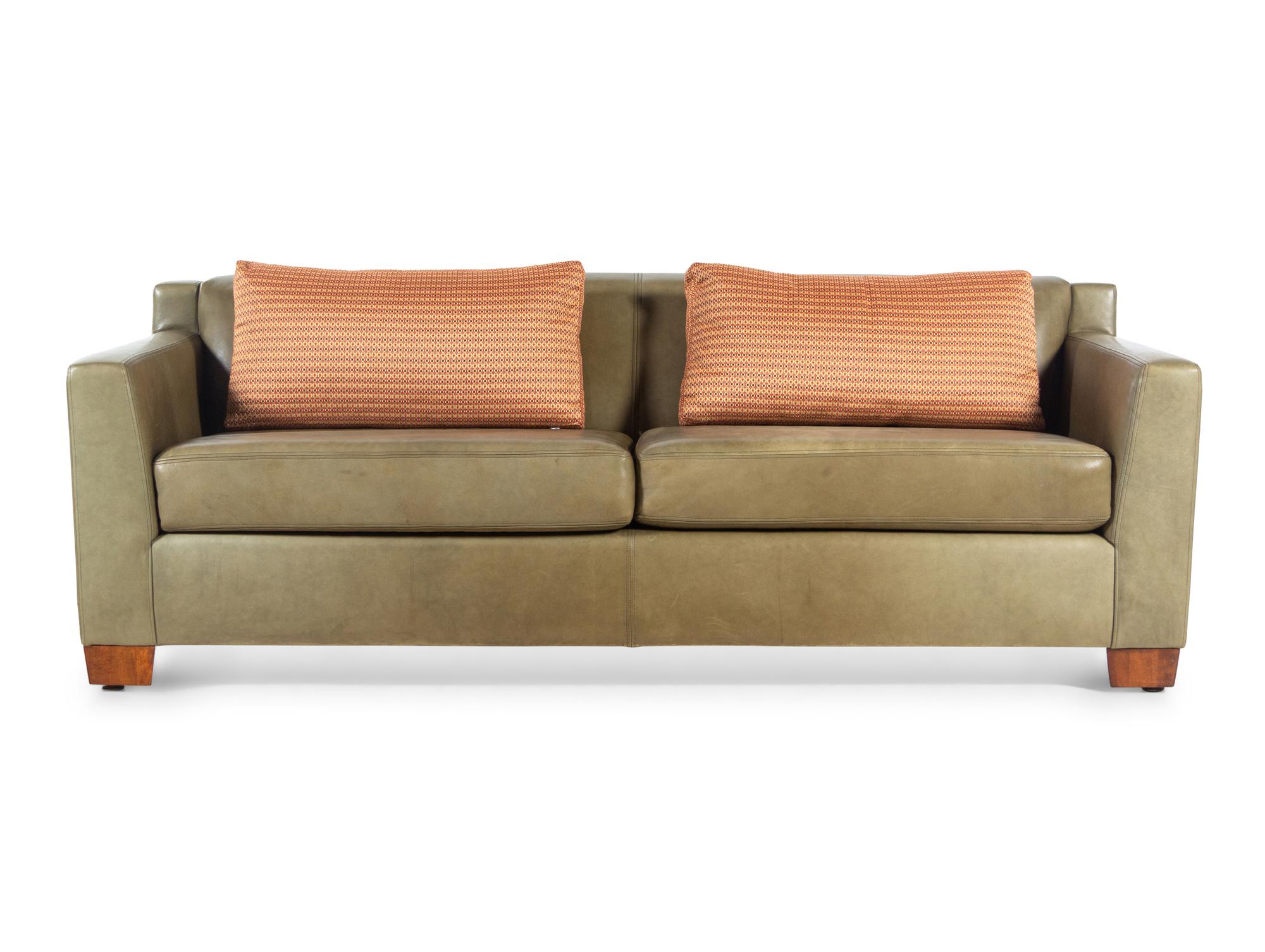 A Keleen Leather-Upholstered Two-Seat Sofa