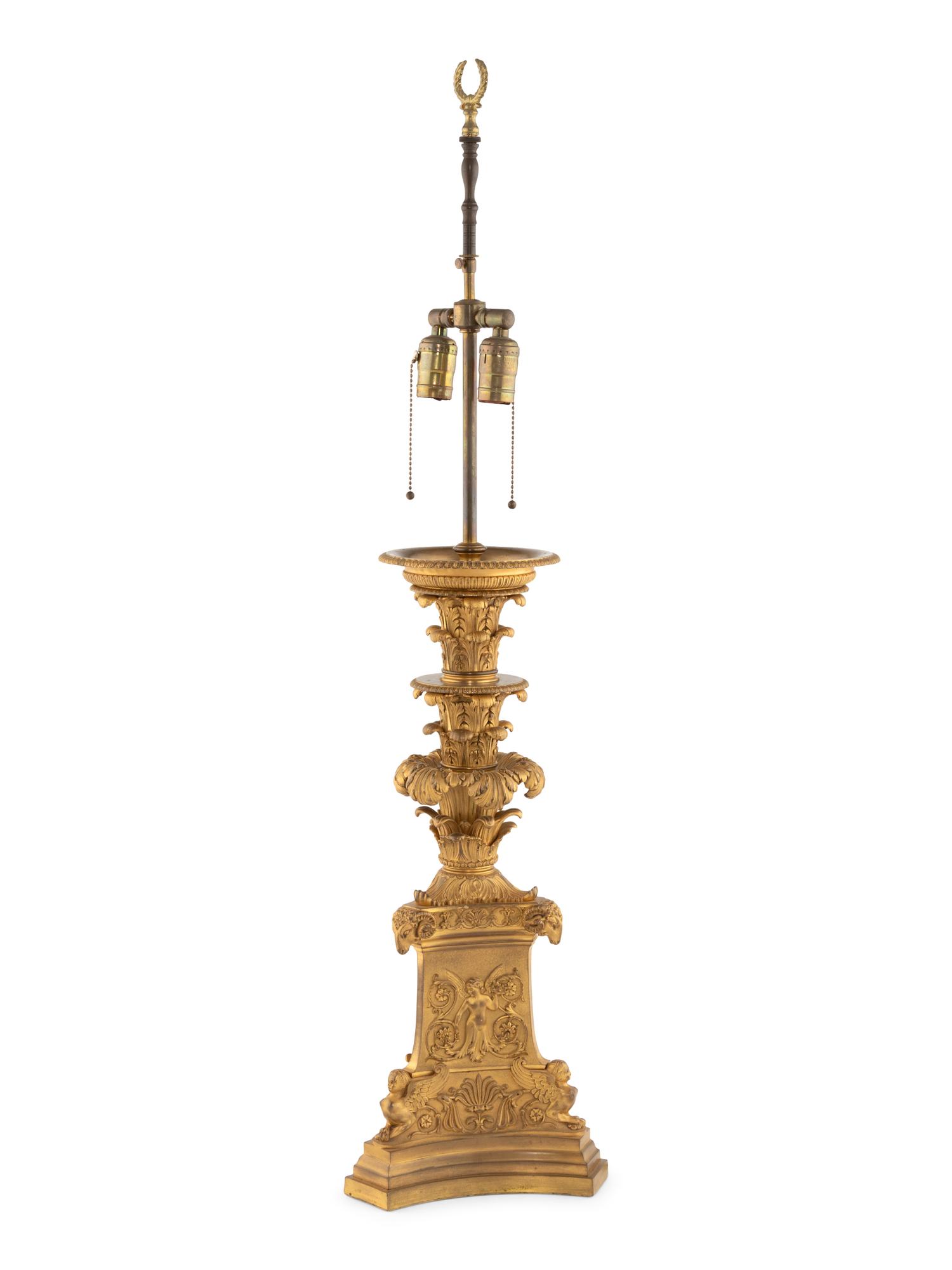 A Neoclassical Style Gilt Bronze Table Lamp