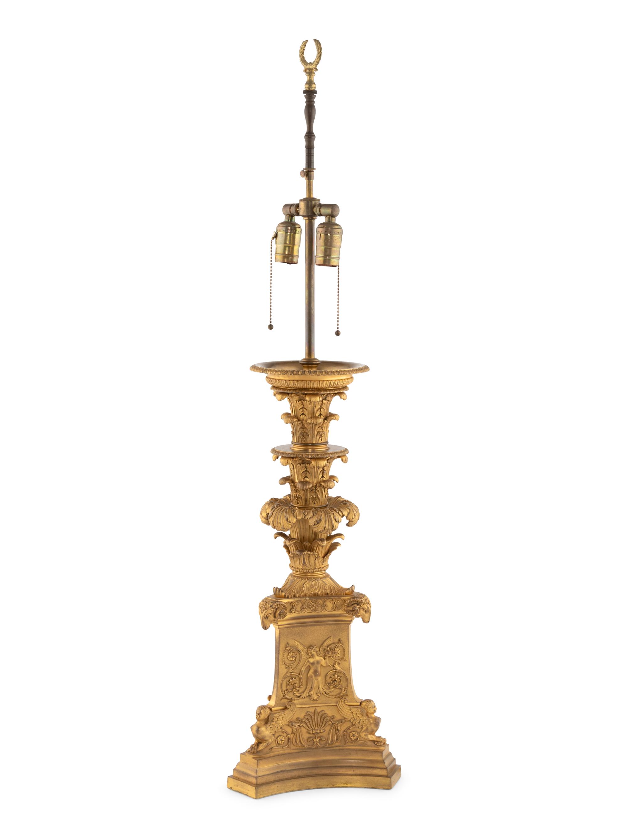 A Neoclassical Style Gilt Bronze Table Lamp