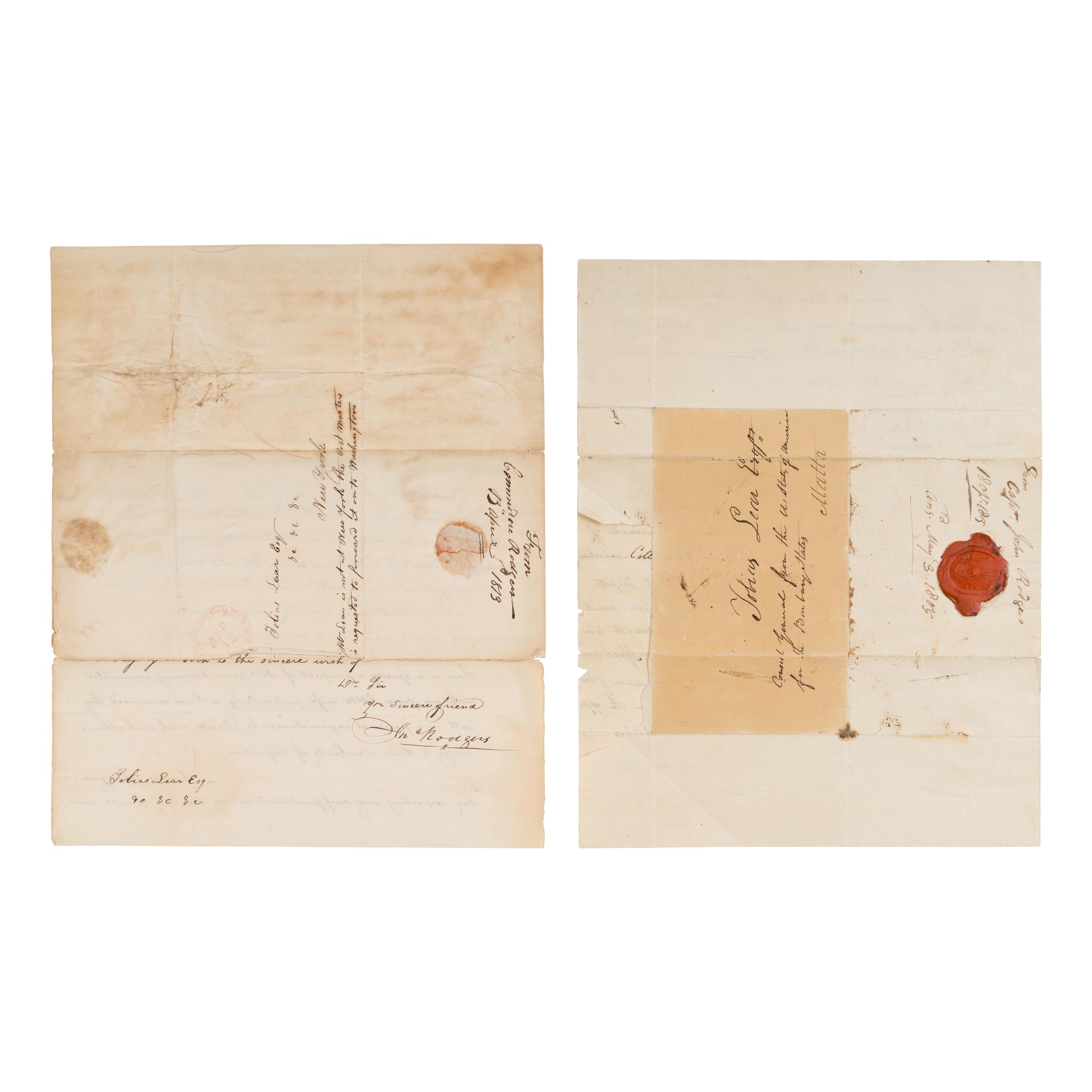 Rodgers, John (1772-1838). A pair of wartime letters to Tobias Lear, comprising: