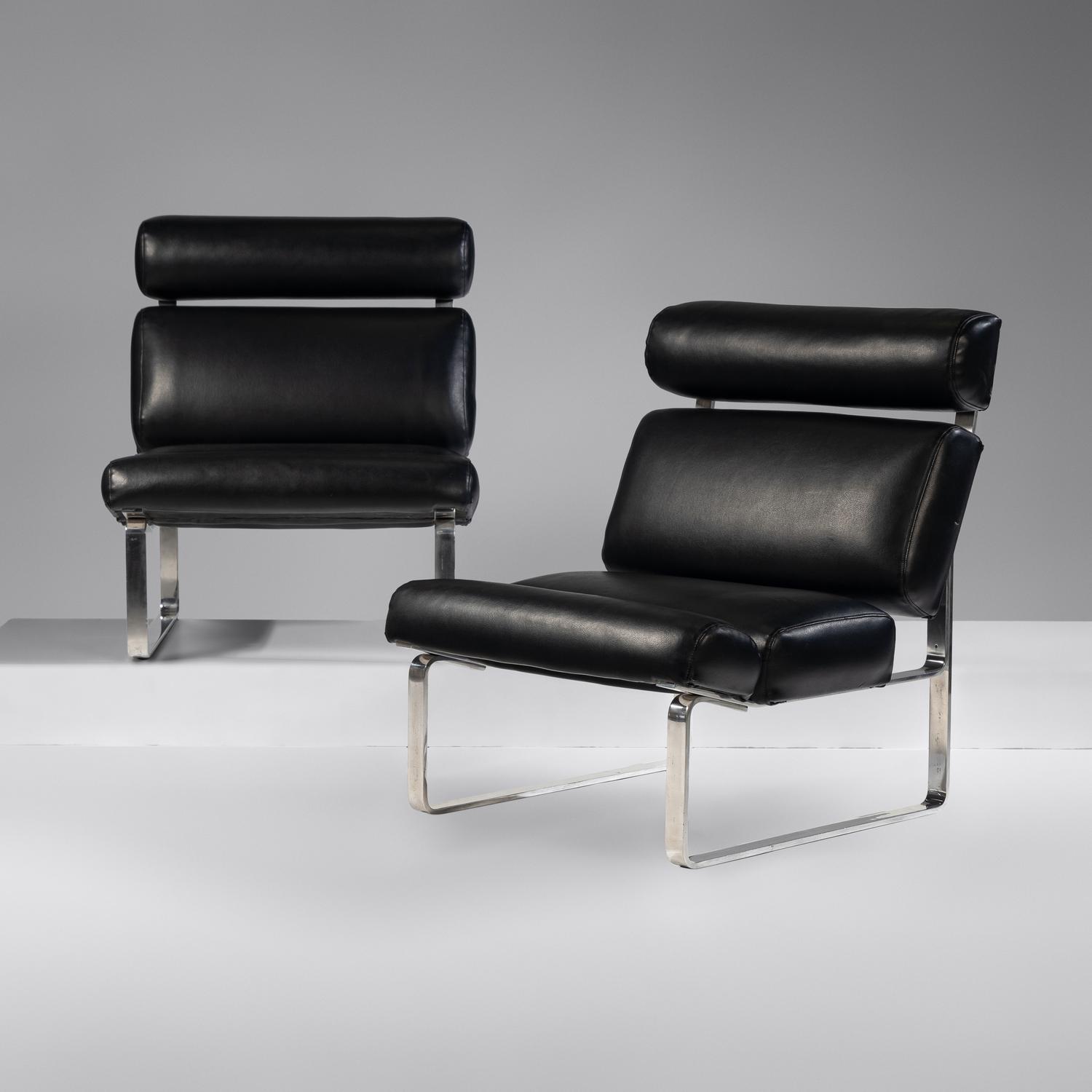 Pair of Channel Upholstered Lounge Chairs Oxted