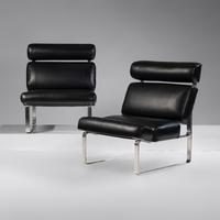Pair of Channel Upholstered Lounge Chairs Oxted