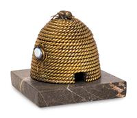 A Gilt Bronze and Hardstone Beehive Inkwell