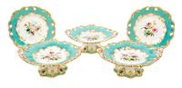A Ridgway Porcelain Partial Dessert Service, Diameter of plates 9 inches.