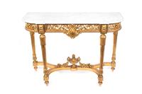 A Louis XVI Style Carved Giltwood Console Table — 19TH CENTURY