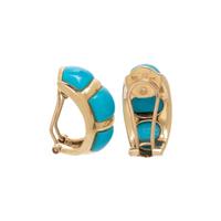 TREATED TURQUOISE AND YELLOW GOLD CLIP EARRINGS