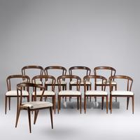 A Set of Ten Walnut Dining Chairs Singer and Sons, USA