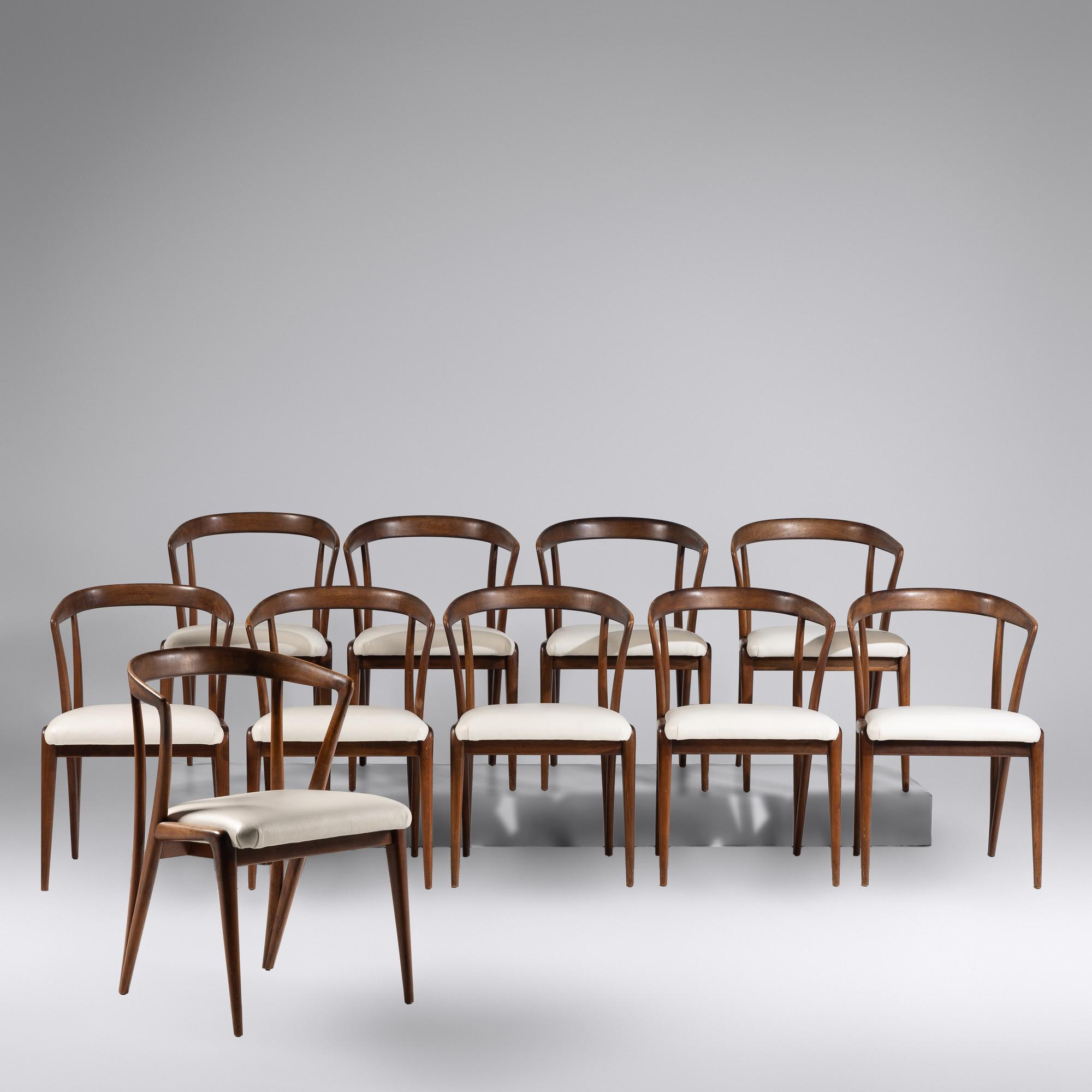 A Set of Ten Walnut Dining Chairs Singer and Sons, USA