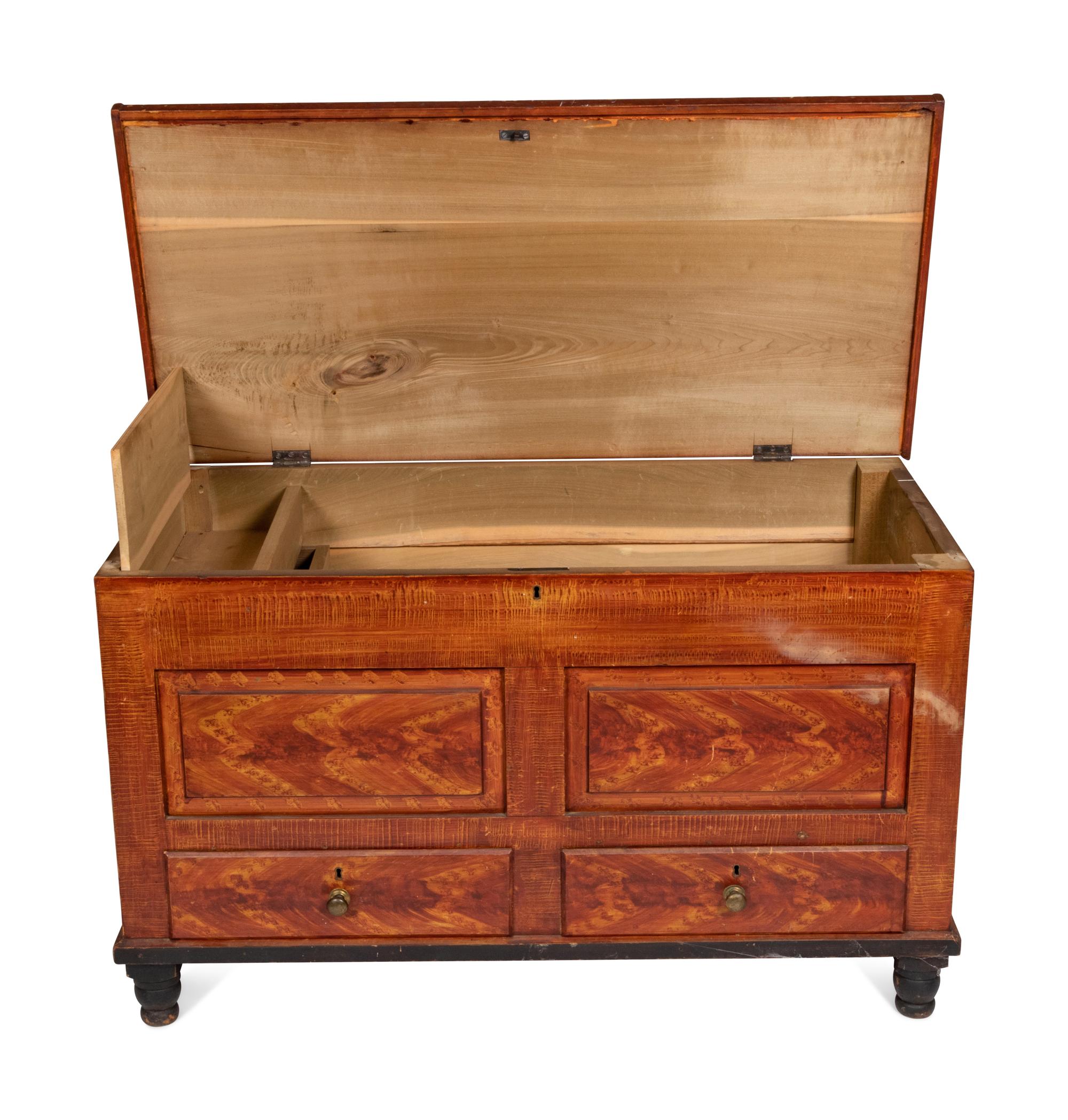A Country Grain Painted Poplar Two Drawer Blanket Chest
