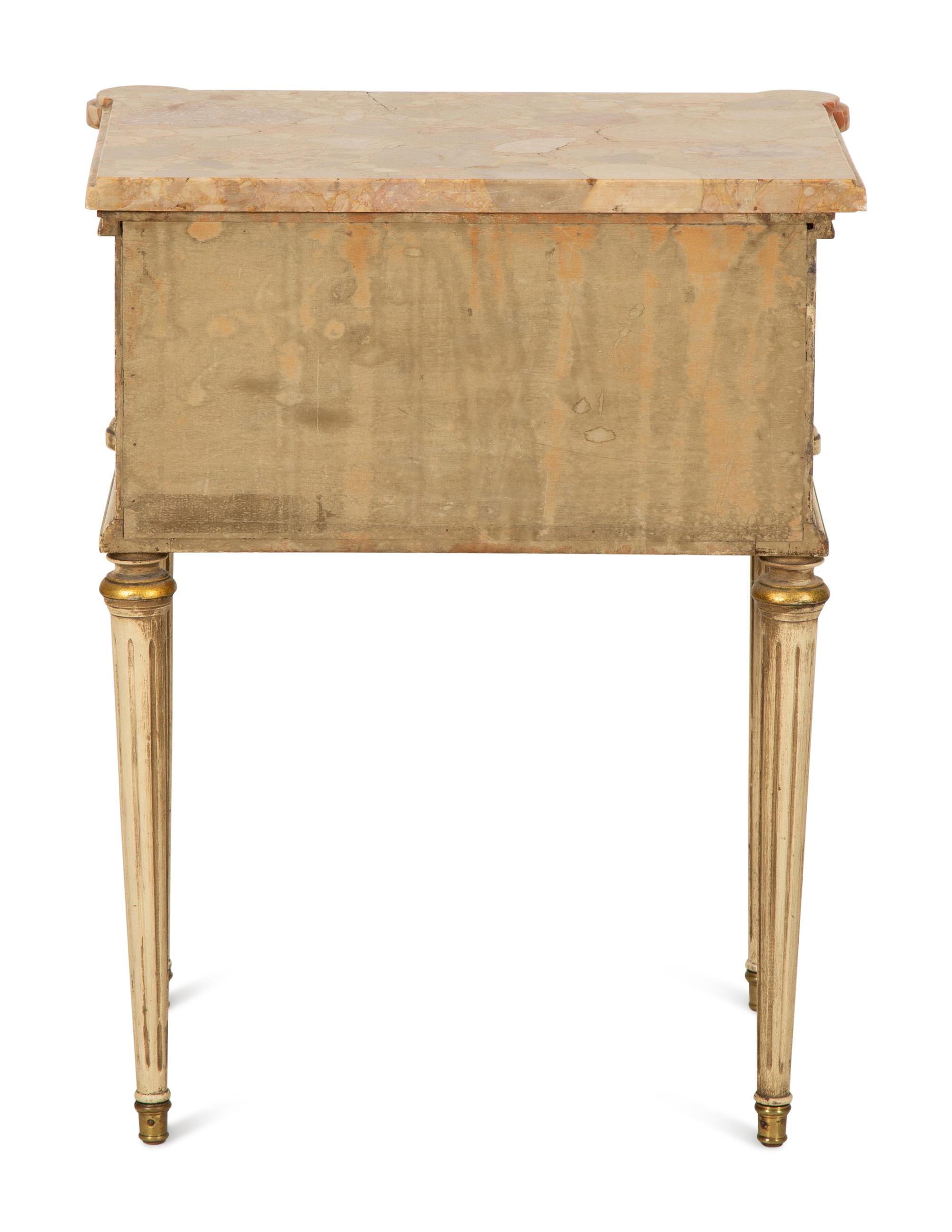 A Louis XVI Style Painted Marble-Top Side Table