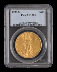 A United States 1908-S St. Gaudens $20 Gold Coin