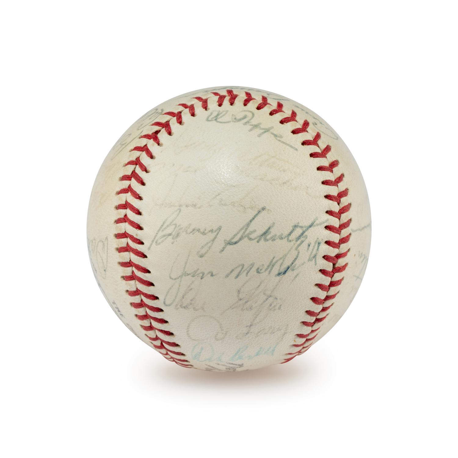 A 1962 Chicago Cubs Team Signed Autograph Baseball Including Rookie Era Lou Brock Signature (Beckett Authentication Services)