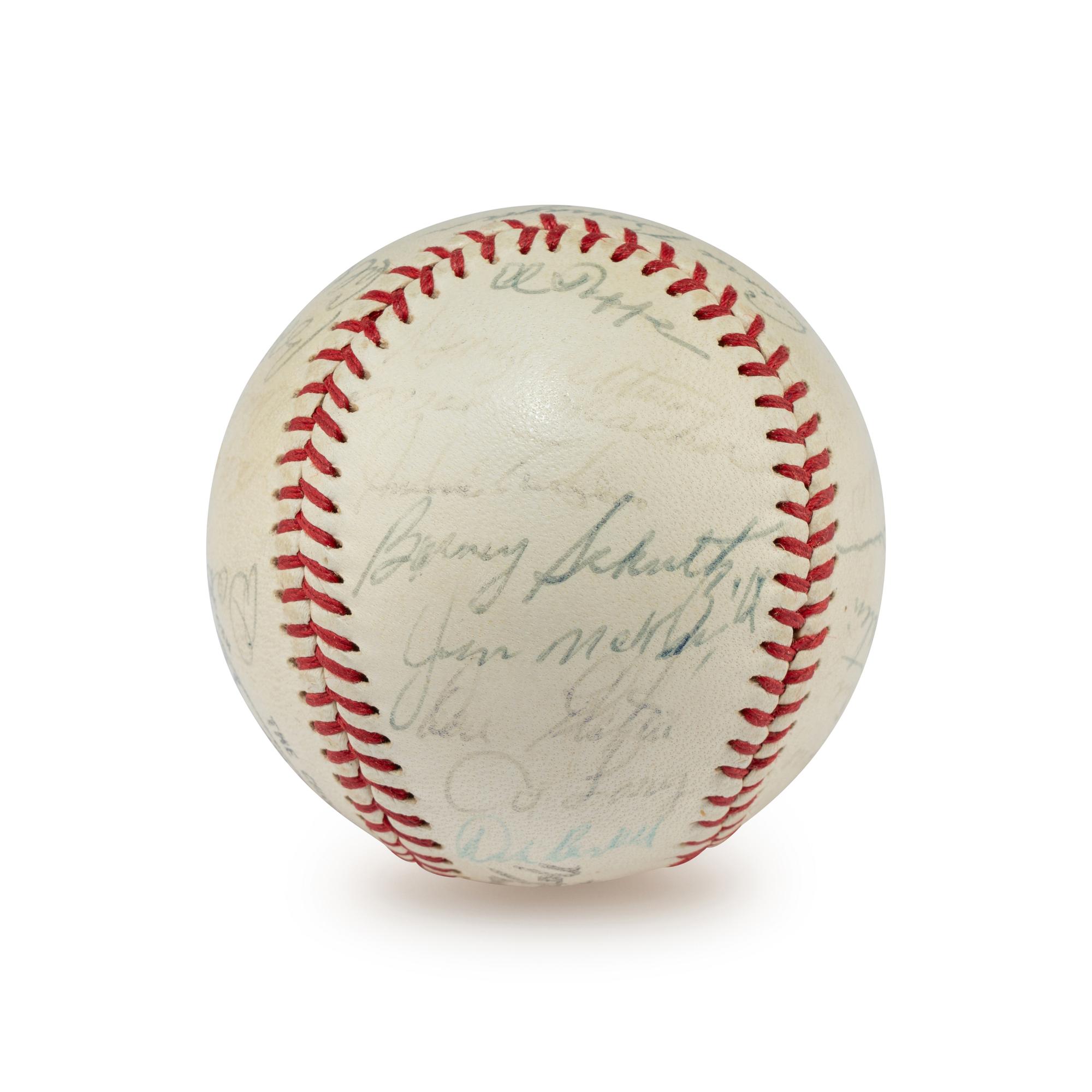 A 1962 Chicago Cubs Team Signed Autograph Baseball Including Rookie Era Lou Brock Signature (Beckett Authentication Services)