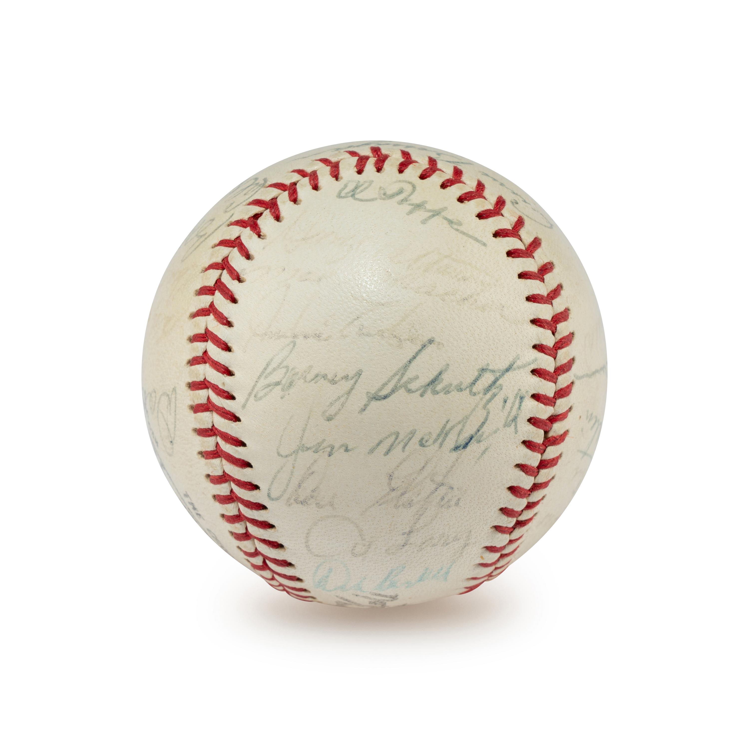 A 1962 Chicago Cubs Team Signed Autograph Baseball Including Rookie Era Lou Brock Signature (Beckett Authentication Services)