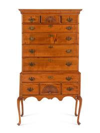 A Queen Anne Fan-Carved Cherrywood Flat-Top High Chest