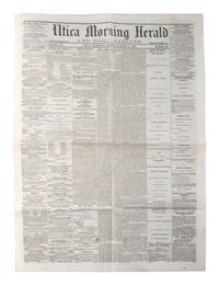 [LINCOLN, Abraham (1809-1865)]. Silk ribbon mourning the loss of Lincoln. [ With: ] Newspapers containing coverage of Lincoln's presidency.