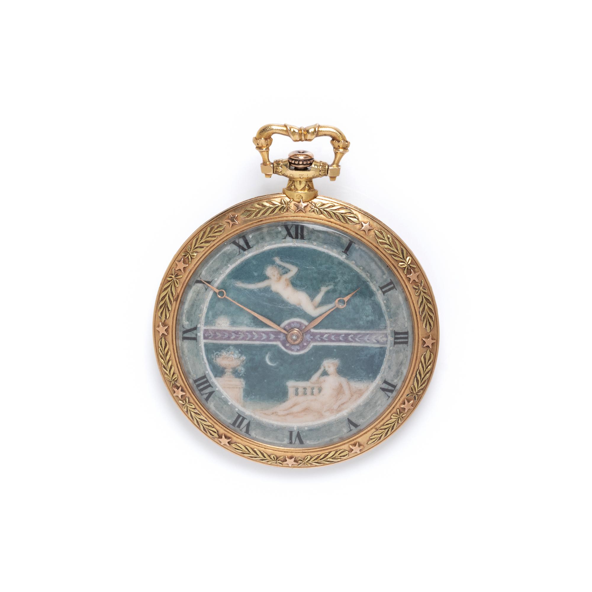 BELLE ÉPOQUE, 18K BICOLOR GOLD OPEN FACE KEYLESS LEVER POCKET WATCH